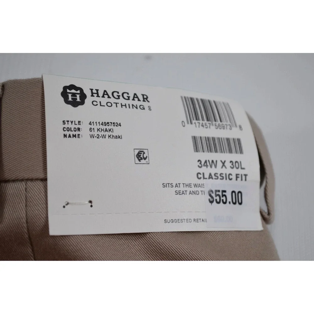Haggar Designer Work to Weekend Khaki Pants Men's Size 34x30 Comfort‎ Waist